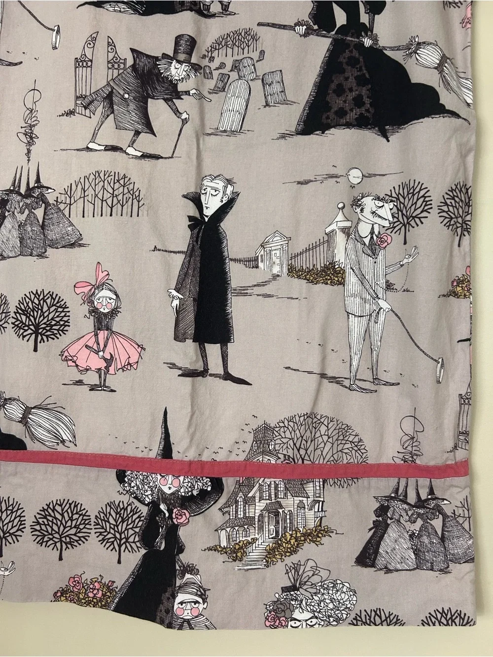 4/$25 Halloween Pillowcase - Gray with Black & Pink Accents